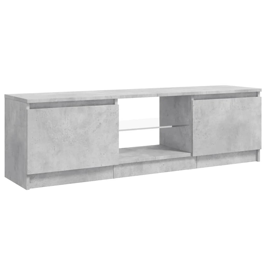 Comodă TV cu lumini LED, gri beton, 120x30x36 cm