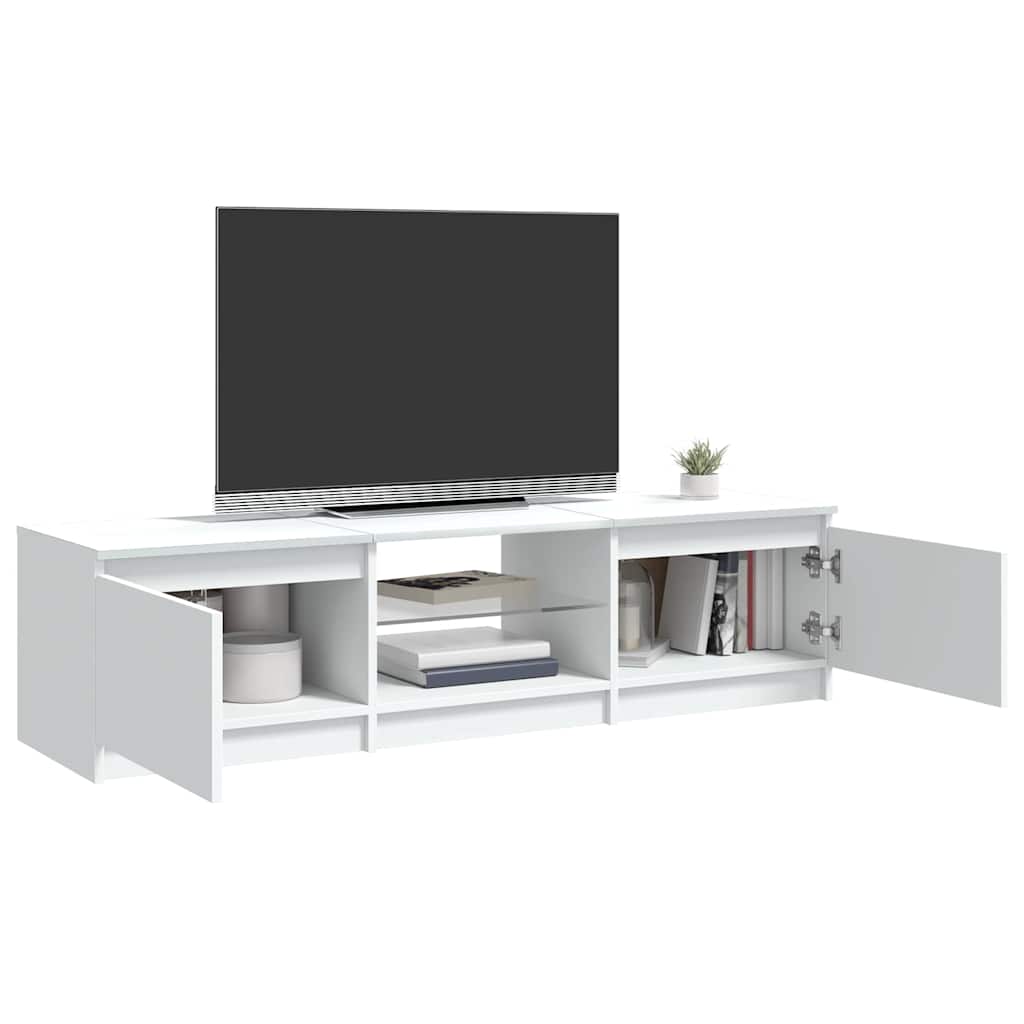 Comodă TV cu lumini LED, alb, 140x40x35,5 cm