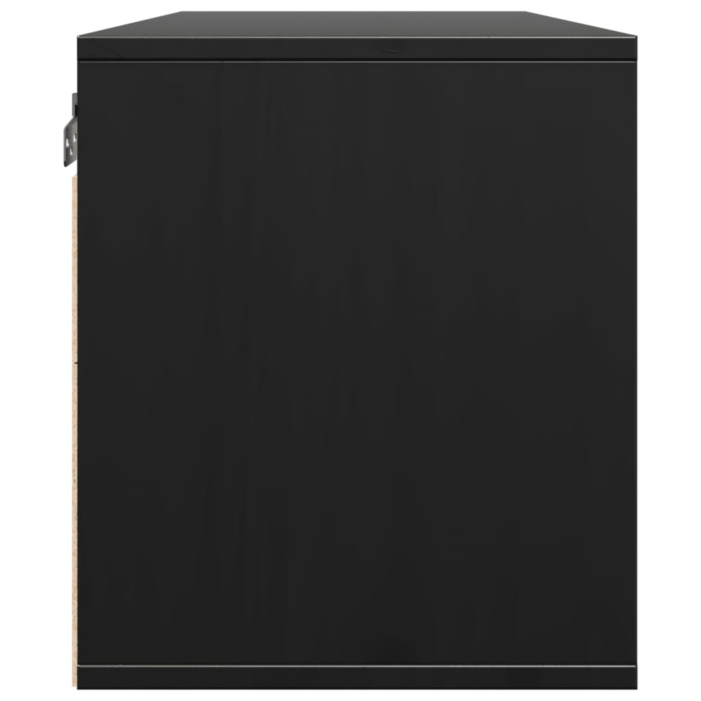 Dulap de perete, negru, 80x30x35 cm, lemn masiv de pin