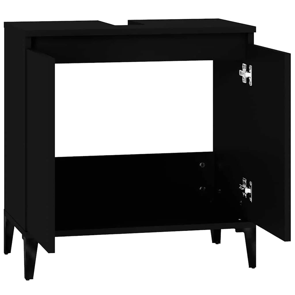 Dulap de chiuvetă, negru, 58x33x60 cm, lemn prelucrat
