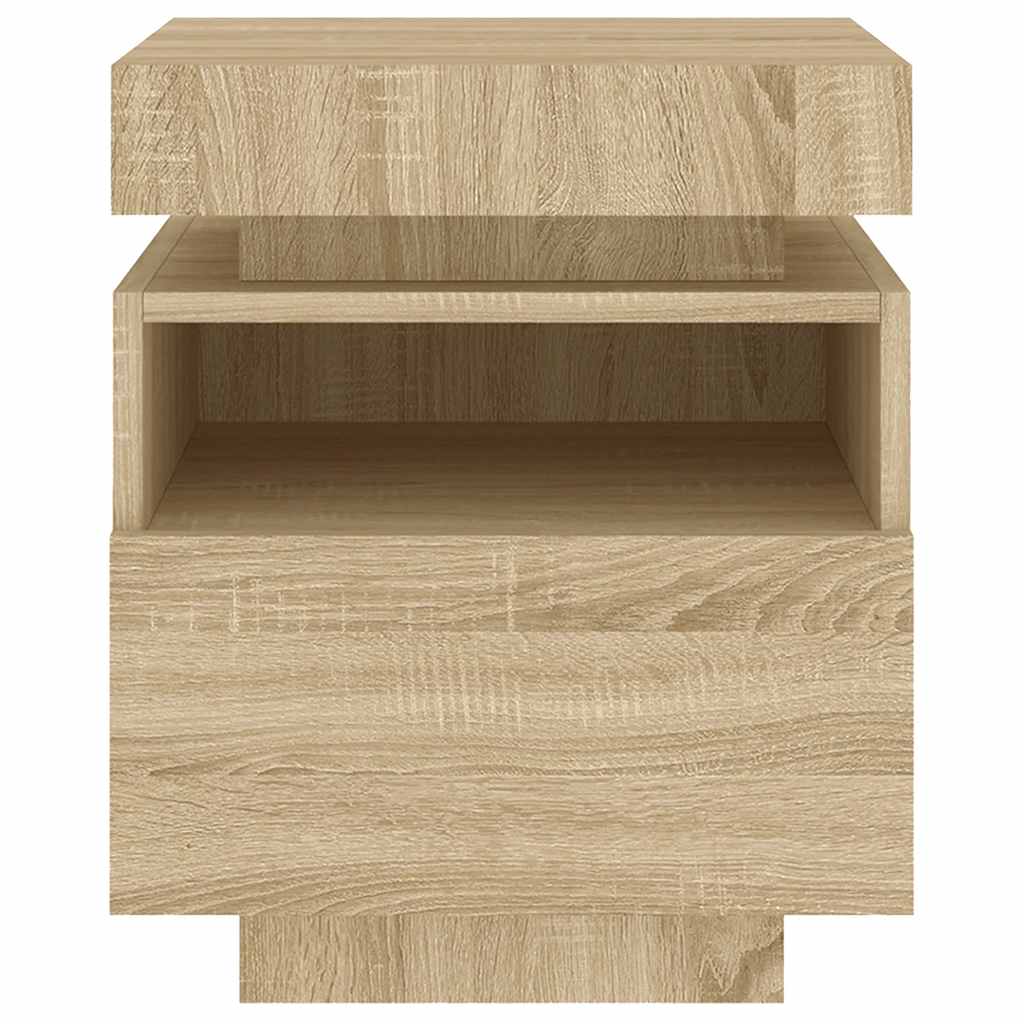 Noptieră cu lumini LED, stejar sonoma, 40x39x48,5 cm