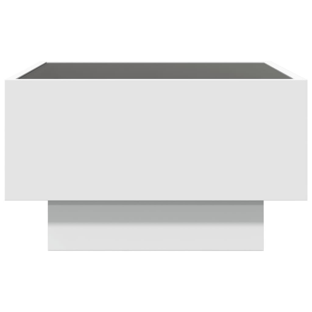 Măsuță de cafea cu LED, alb, 50x50x30 cm, lemn prelucrat
