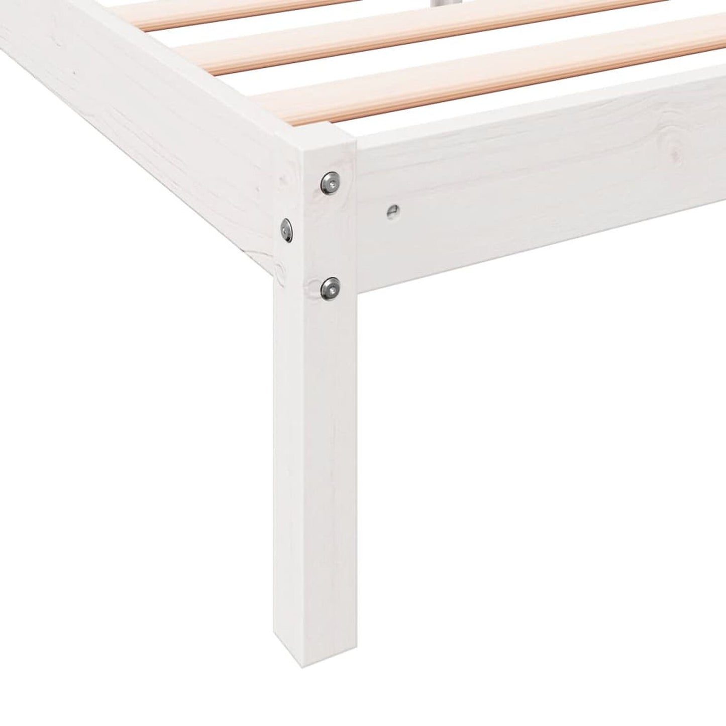 Cadru pat foarte lung fără saltea alb 160x220 cm lemn masiv pin