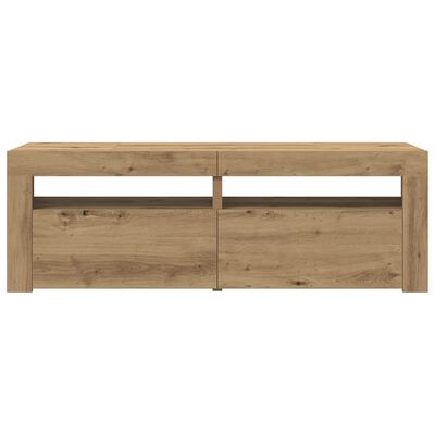 Dulap TV cu LED stejar artizanal 120x35x40 cm lemn prelucrat