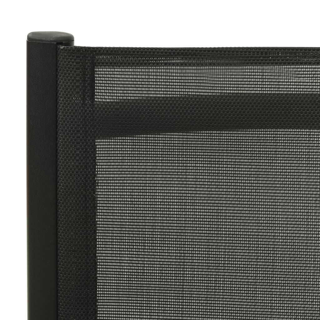 Scaune de grădină pliante, 2 buc., negru, textilenă&aluminiu