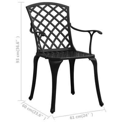 Set mobilier bistro, 3 piese, negru, aluminiu turnat