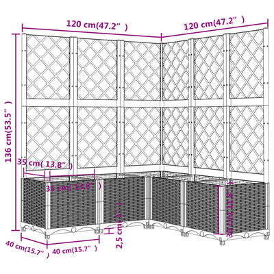 Jardinieră de grădină cu spalier, maro, 120x120x136 cm, PP