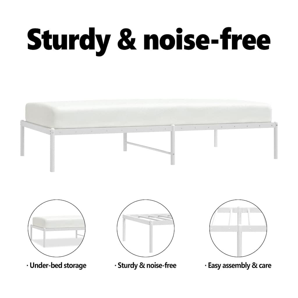 Cadru pat metalic, alb, 100x190 cm