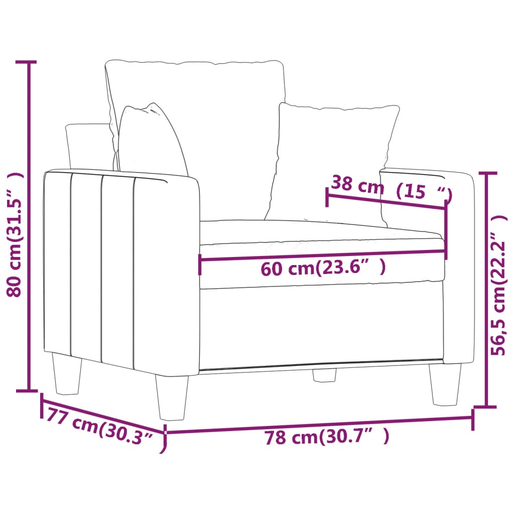 Fotoliu canapea, gri inchis, 60 cm, material textil