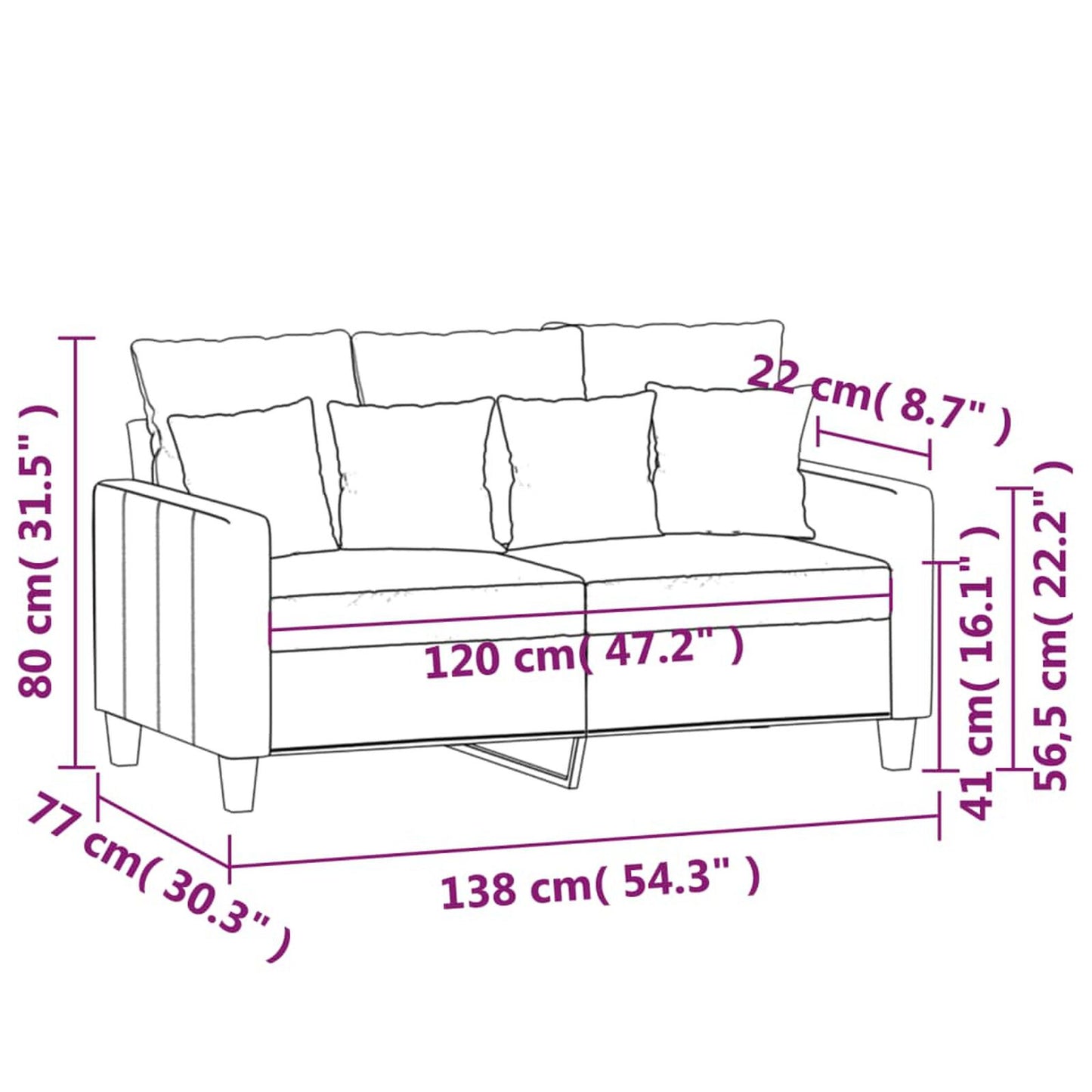 Canapea cu 2 locuri, gri închis, 120 cm, material textil