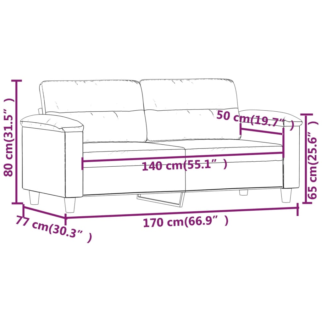 Canapea cu 2 locuri, crem, 140 cm, piele ecologică