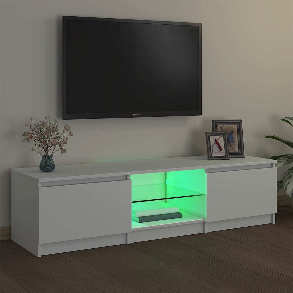 Comodă TV cu lumini LED, alb, 140x40x35,5 cm