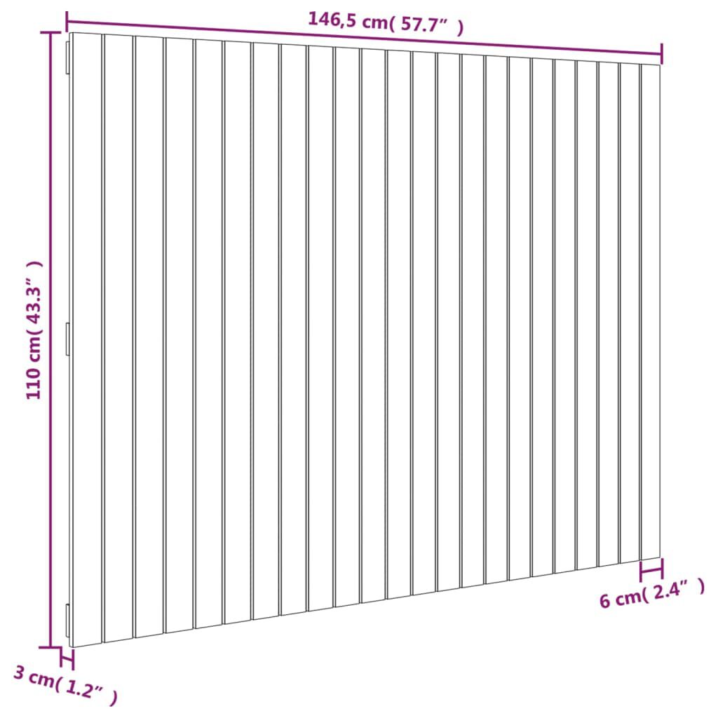Tăblie de pat pentru perete, alb, 146,5x3x110 cm lemn masiv pin