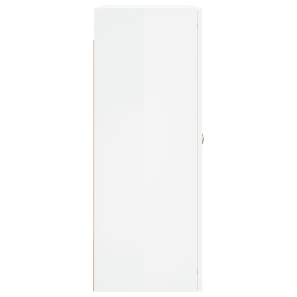Dulap cu montaj pe perete, alb extralucios, 69,5x34x90 cm