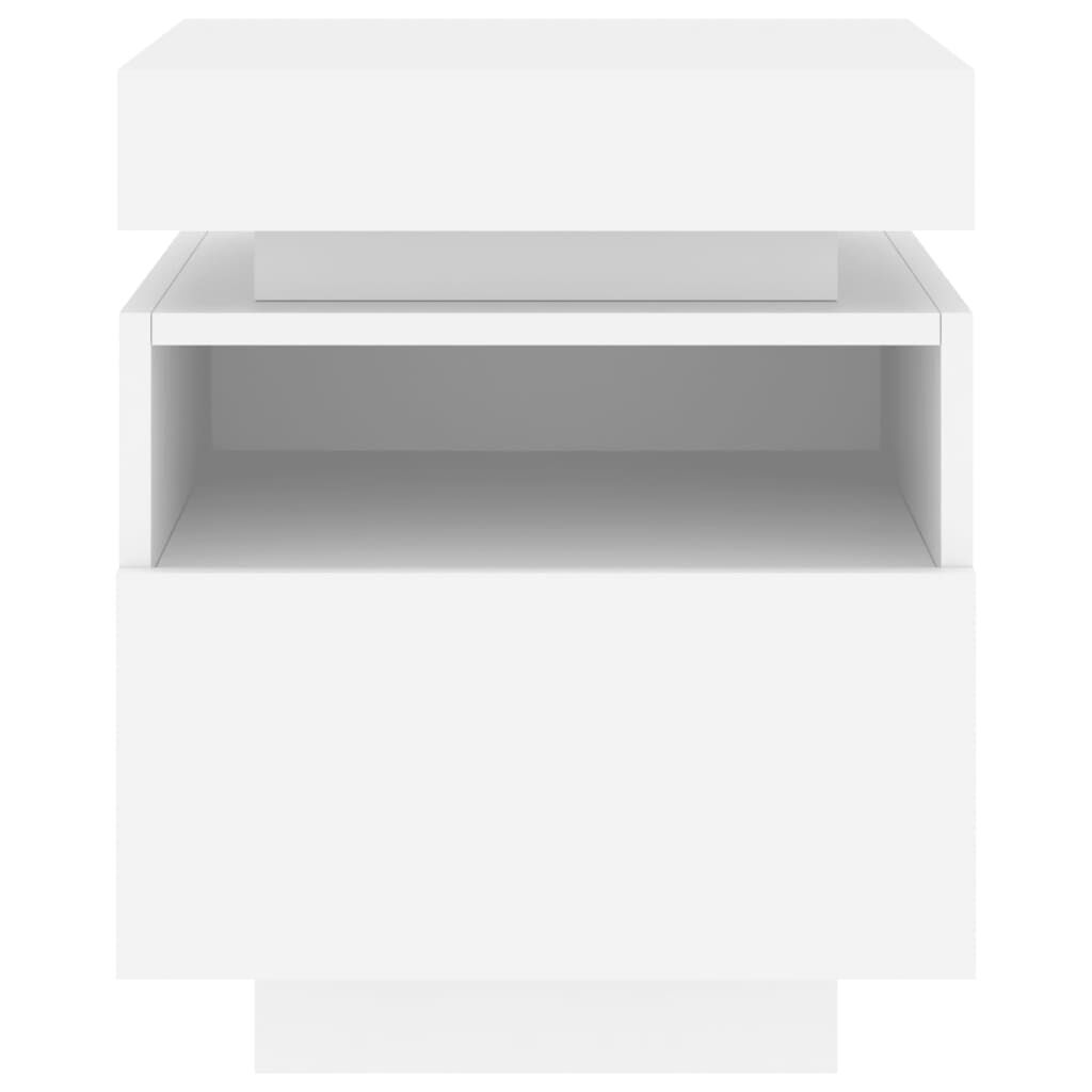 Noptiere cu lumini LED, 2 buc., alb, 40x39x48,5 cm