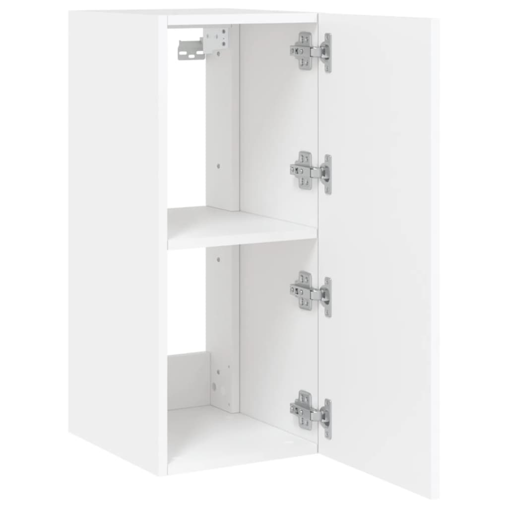 Comode TV de perete cu lumini LED, 2 buc., alb, 30,5x35x70 cm