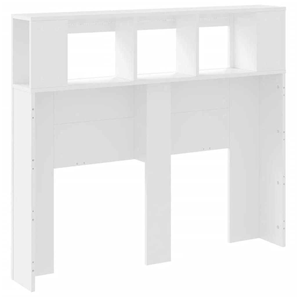 Tăblie de pat cu LED, alb, 120x18,5x103,5 cm, lemn