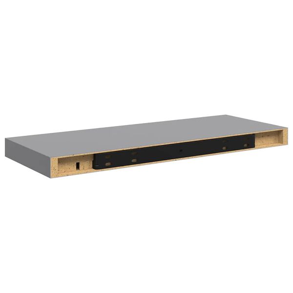 Rafturi de perete suspendate, 2 buc., gri, 60x23,5x3,8 cm, MDF