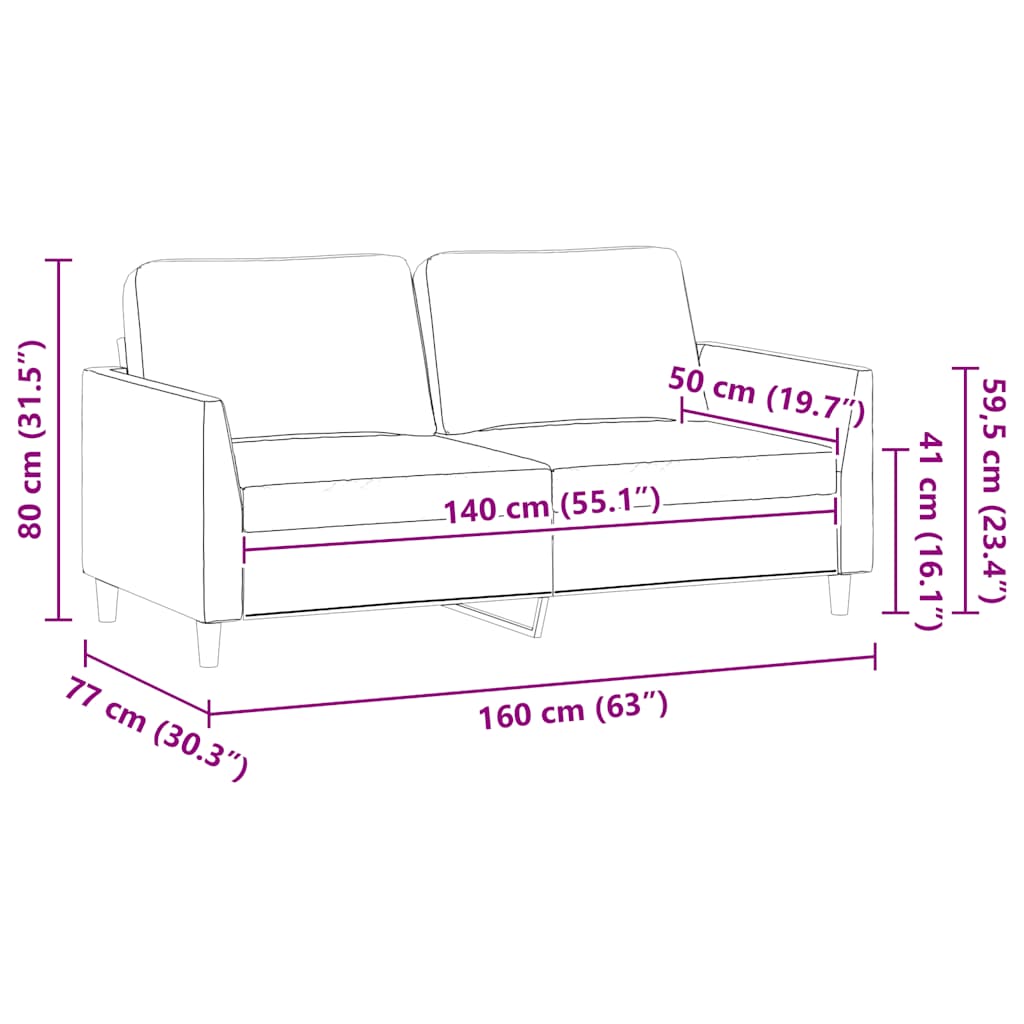 Canapea cu 2 locuri, negru, 140 cm, piele ecologică