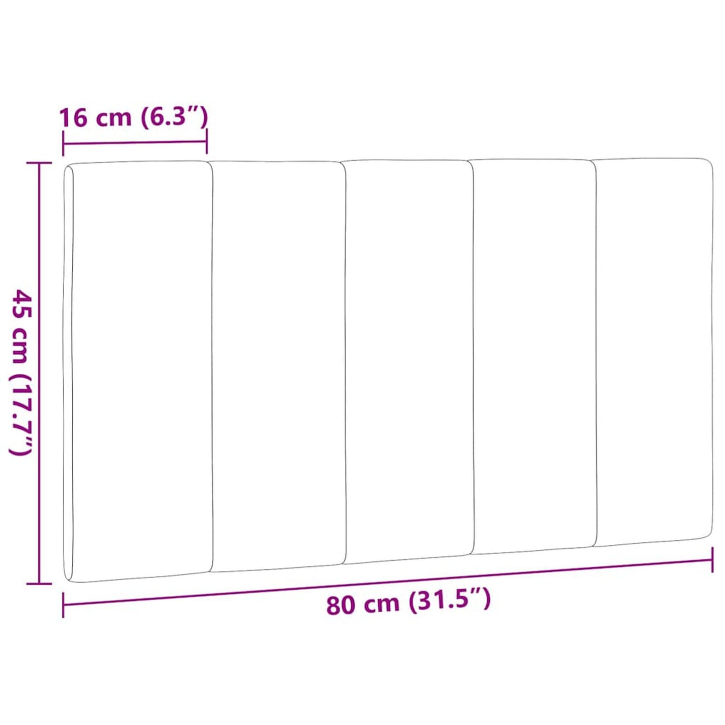 Pernă pentru tăblie de pat, gri închis, 80 cm, material textil