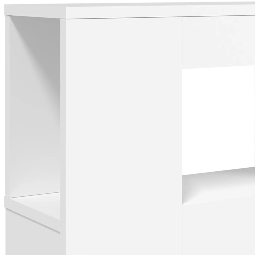 Tăblie de pat cu LED, alb, 120x18,5x103,5 cm, lemn