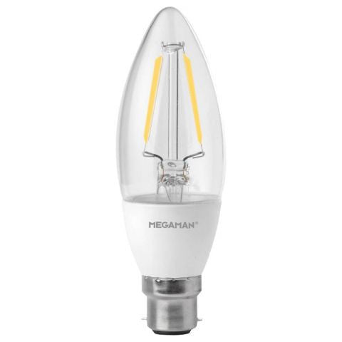 Bec LED tip filament Megaman B22, 3W, 2700K – Lumină caldă, 250 lumeni