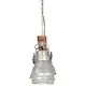 Lampa suspendata industriala, argintiu, lemn de mango, E27