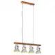 Lampa suspendata industriala, argintiu, lemn de mango, E27