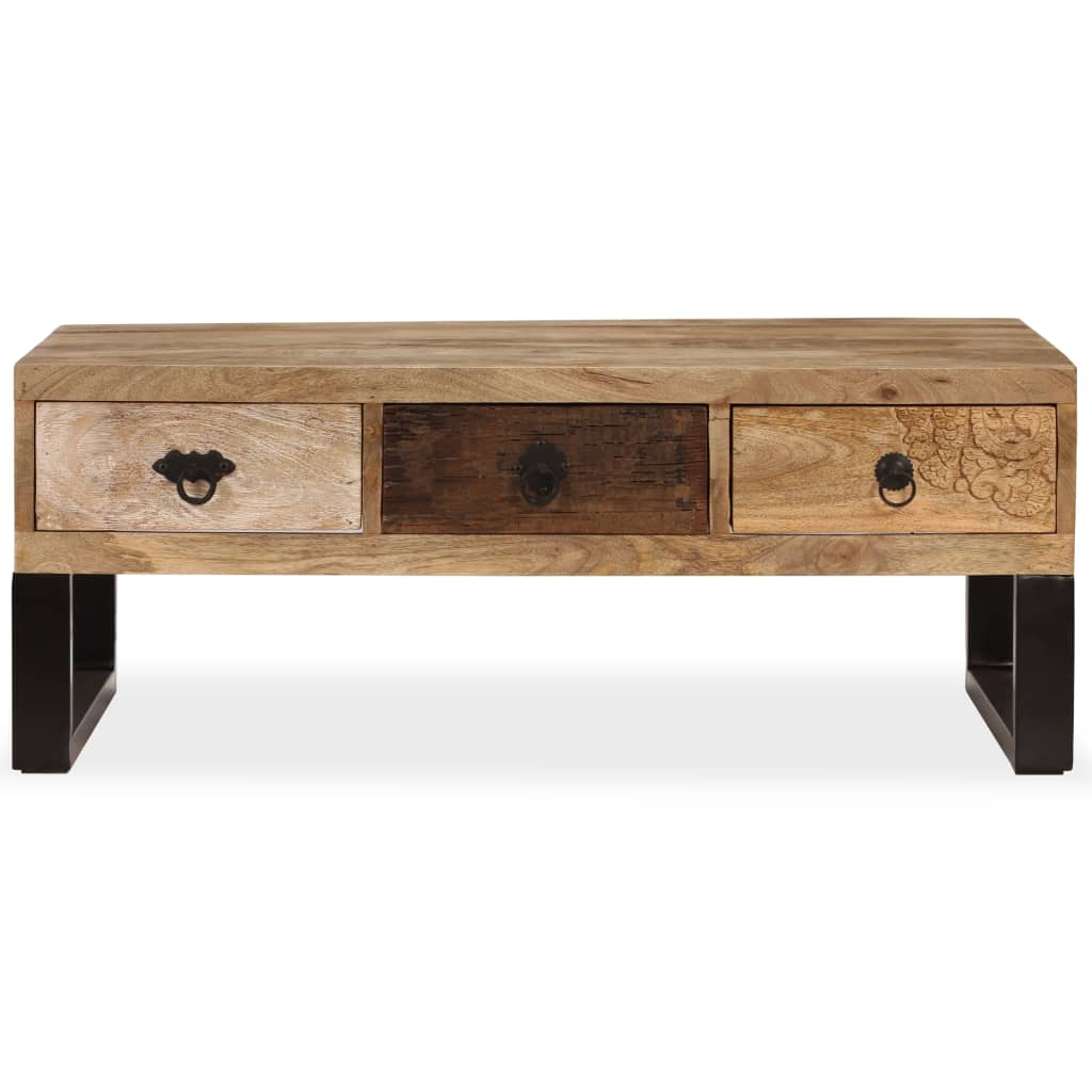 Masuta cafea 3 sertare , lemn masiv de mango, 90x50x35 cm