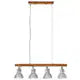 Lampa suspendata industriala, argintiu, lemn de mango, E27