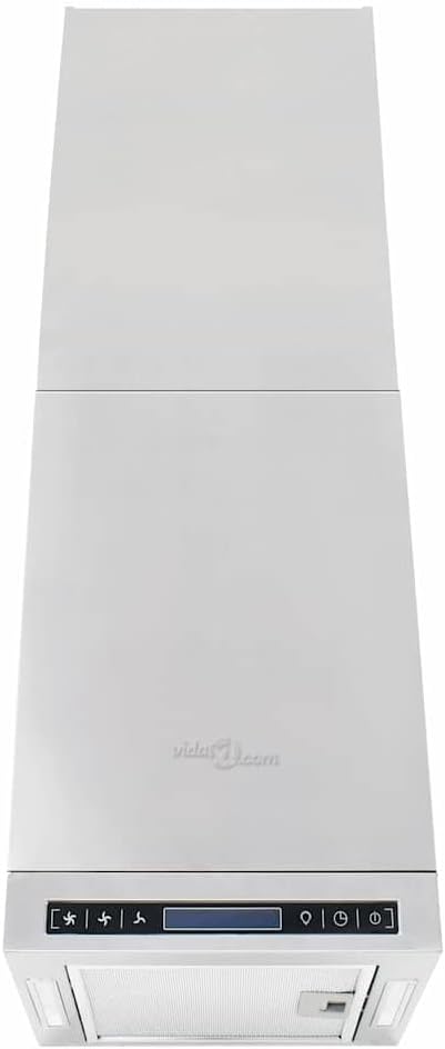 Hotă tip insulă, ecran LCD, senzor tactil, lumini LED de 756 m³/h, ventilator de evacuare cu 3 viteze