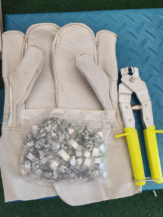 Set accesorii sârmă ghimpată, aplicator cleme, mănuși/200 cleme