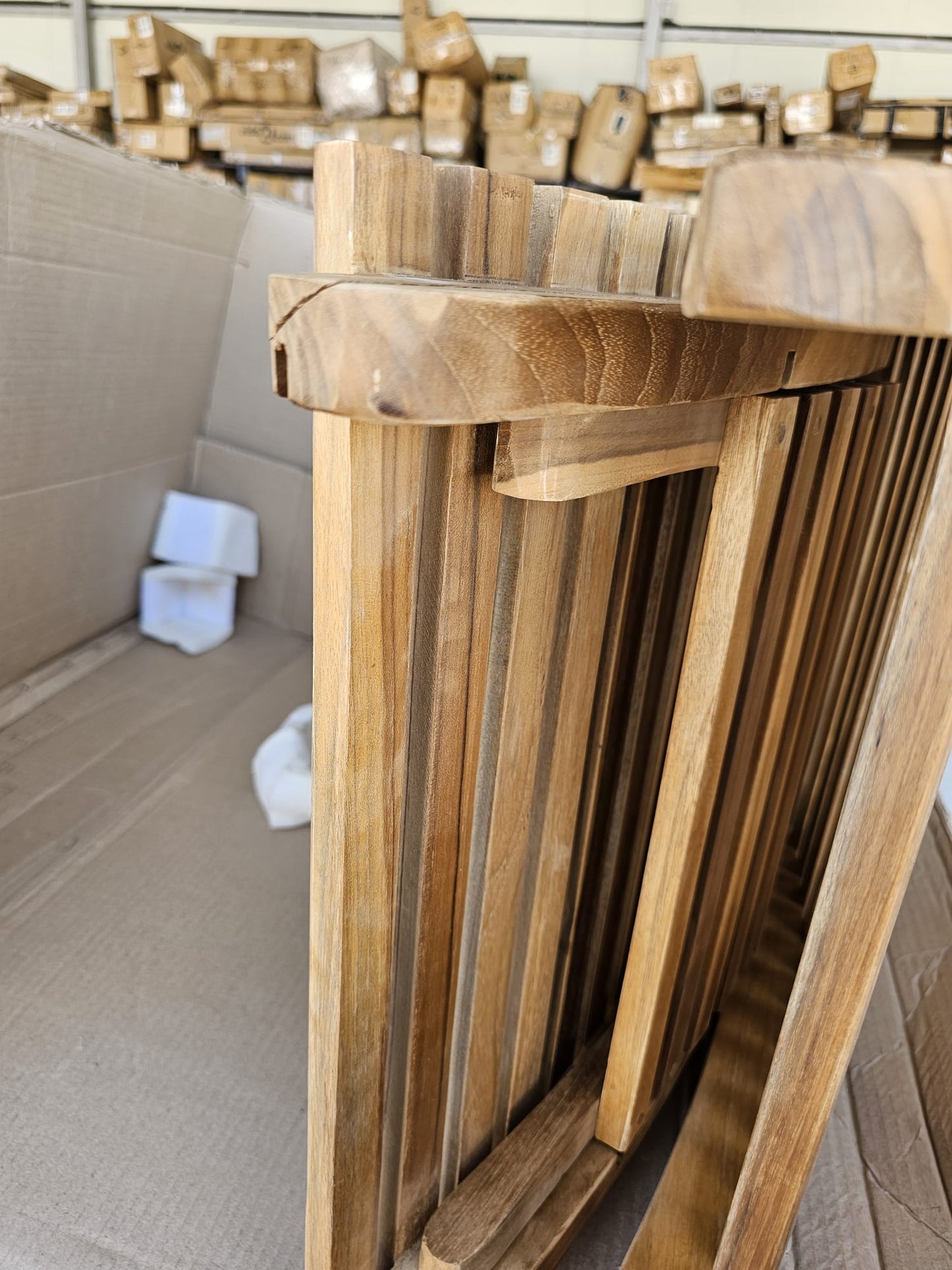 Sezlong pliabil fara perna, lemn masiv tec