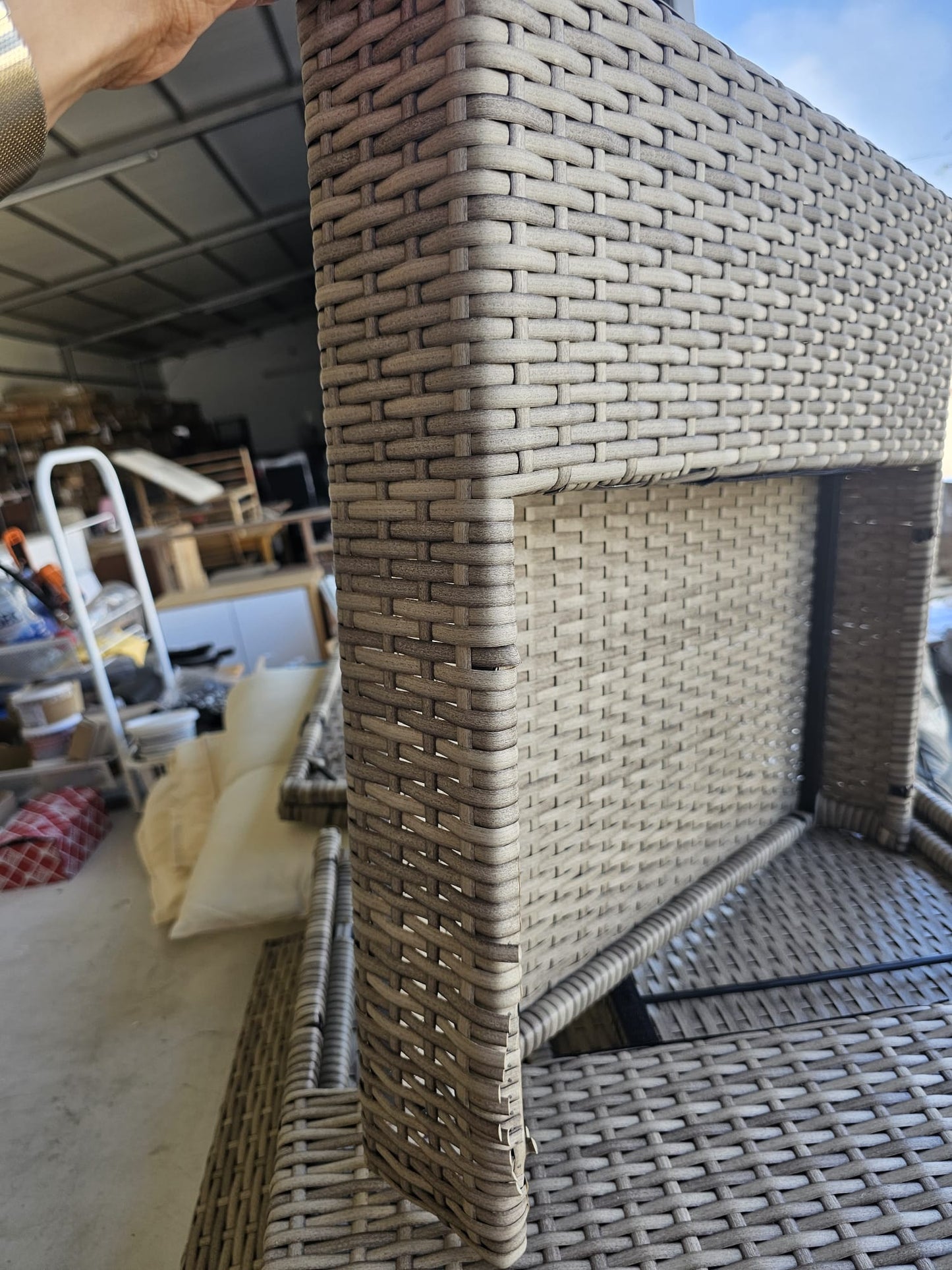 Canapea de grădină cu perne, 2 locuri, bej, poliratan