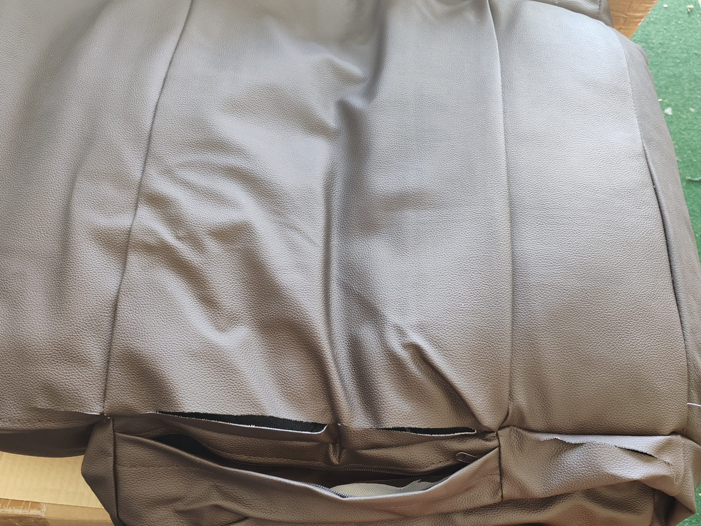 Fotoliu de masaj rabatabil, maro închis, piele naturală