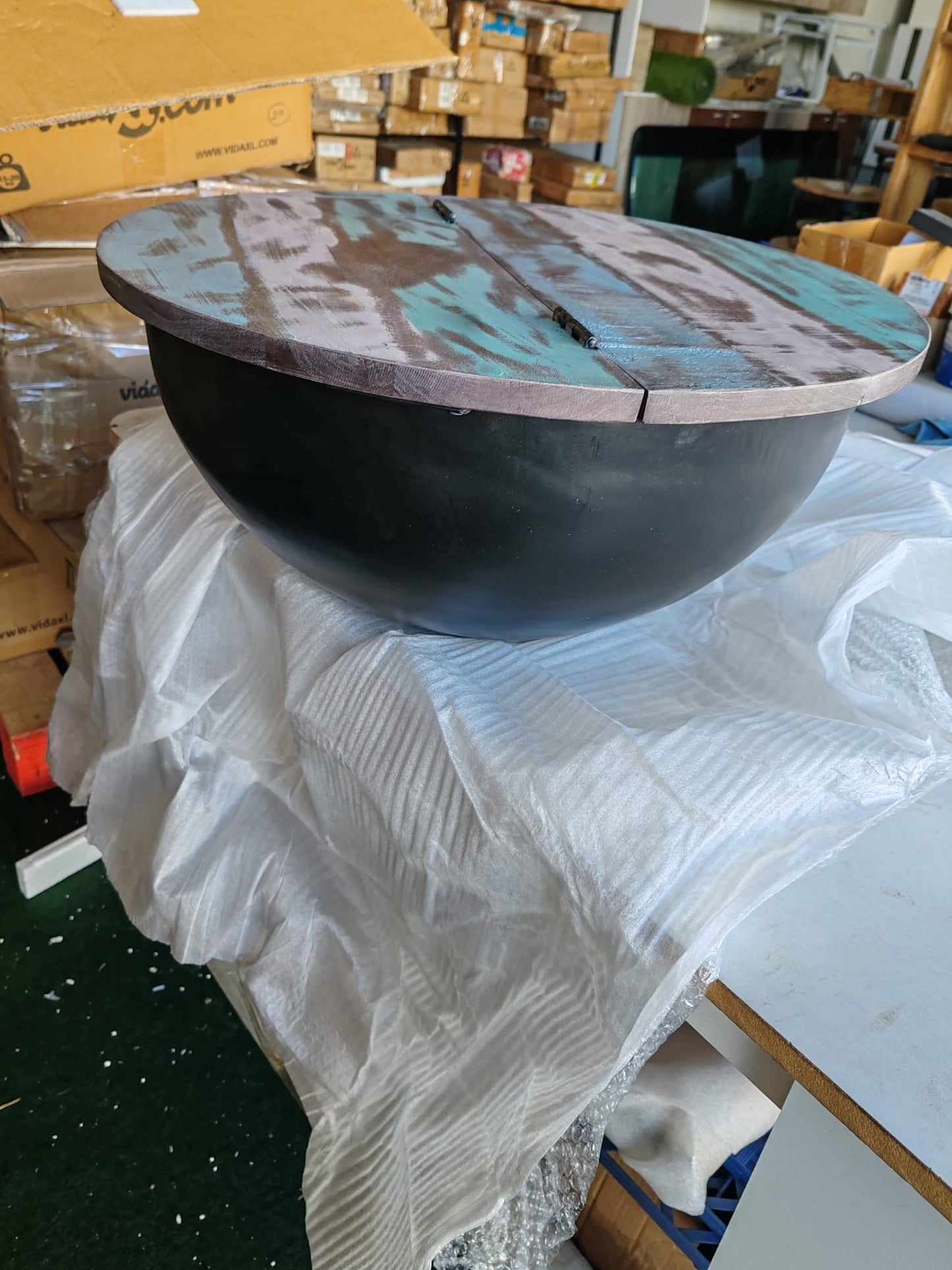 Set măsuțe cafea, 2 piese, negru, lemn masiv reciclat formă bol