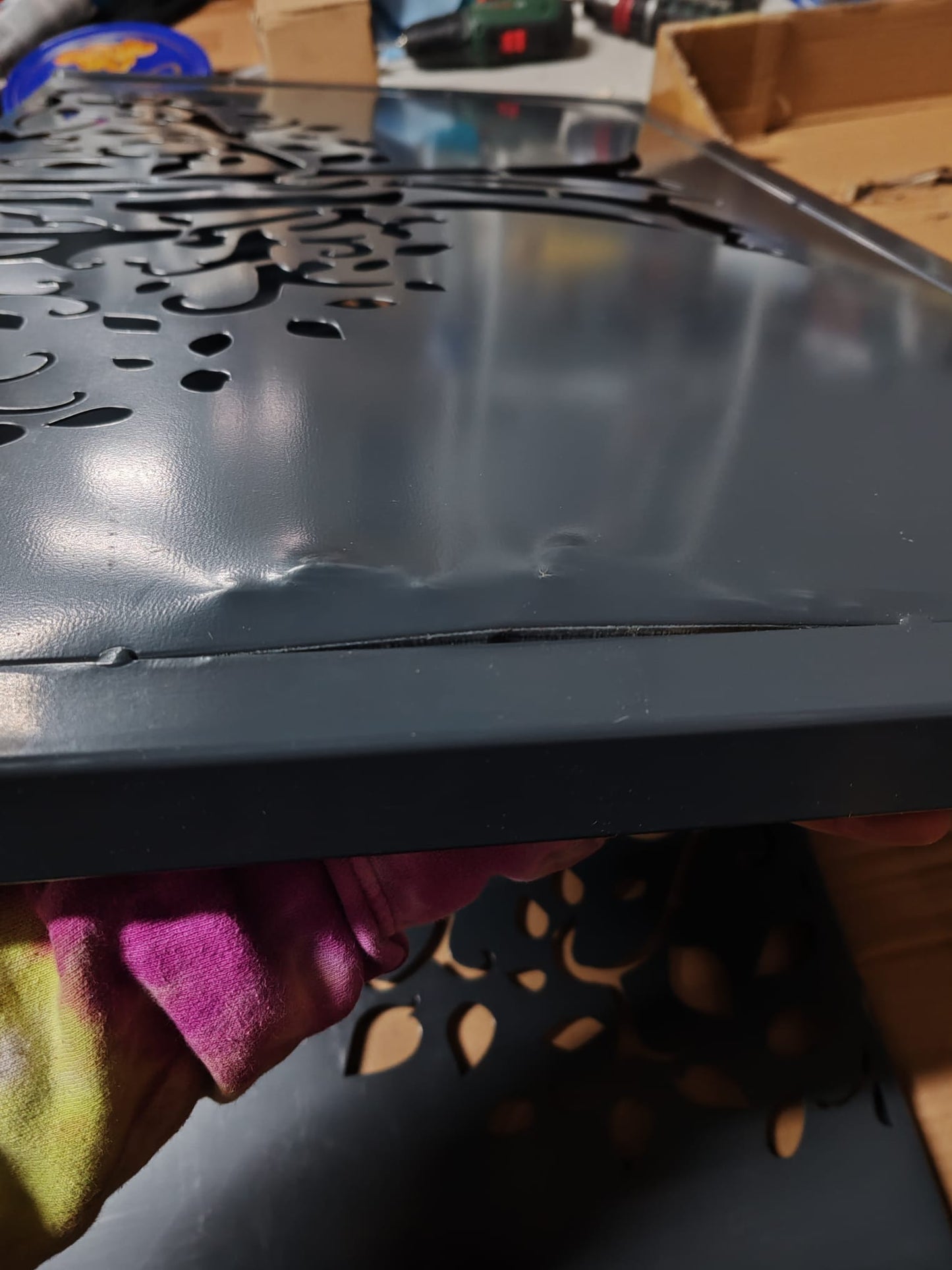 Poartă pentru grădină, antracit, 105x105 cm, oțel, design copac