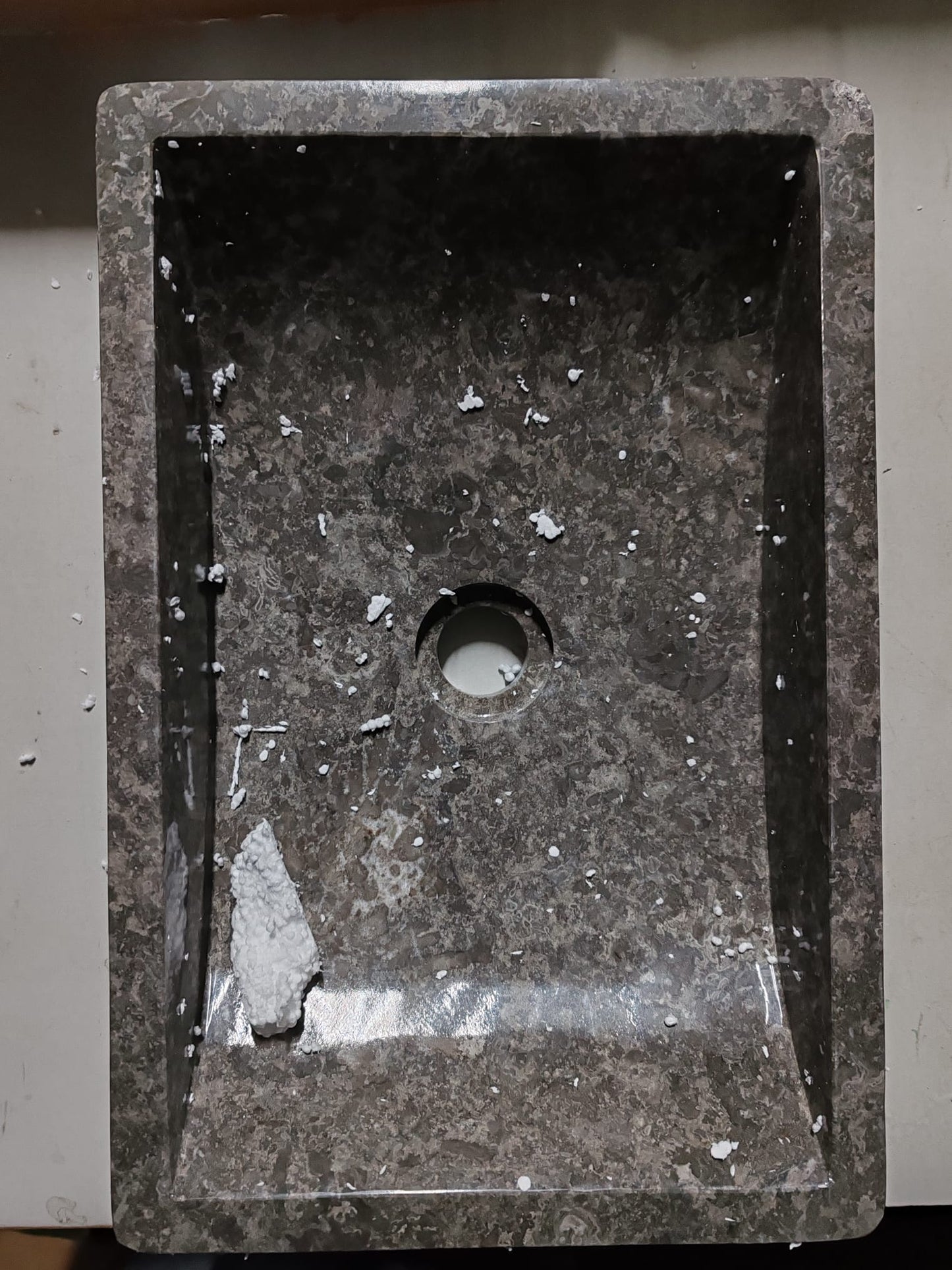 Chiuvetă, gri extralucios, 45x30x12 cm, marmură