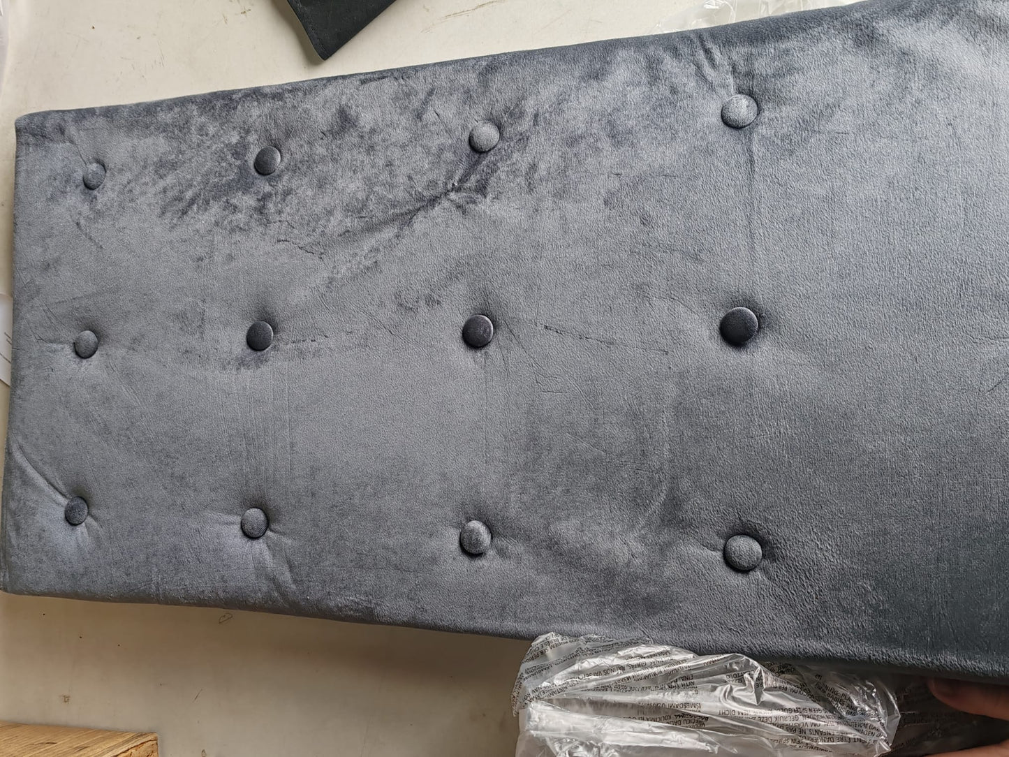 Tăblie de pat, gri închis, 100x5x78/88 cm, catifea