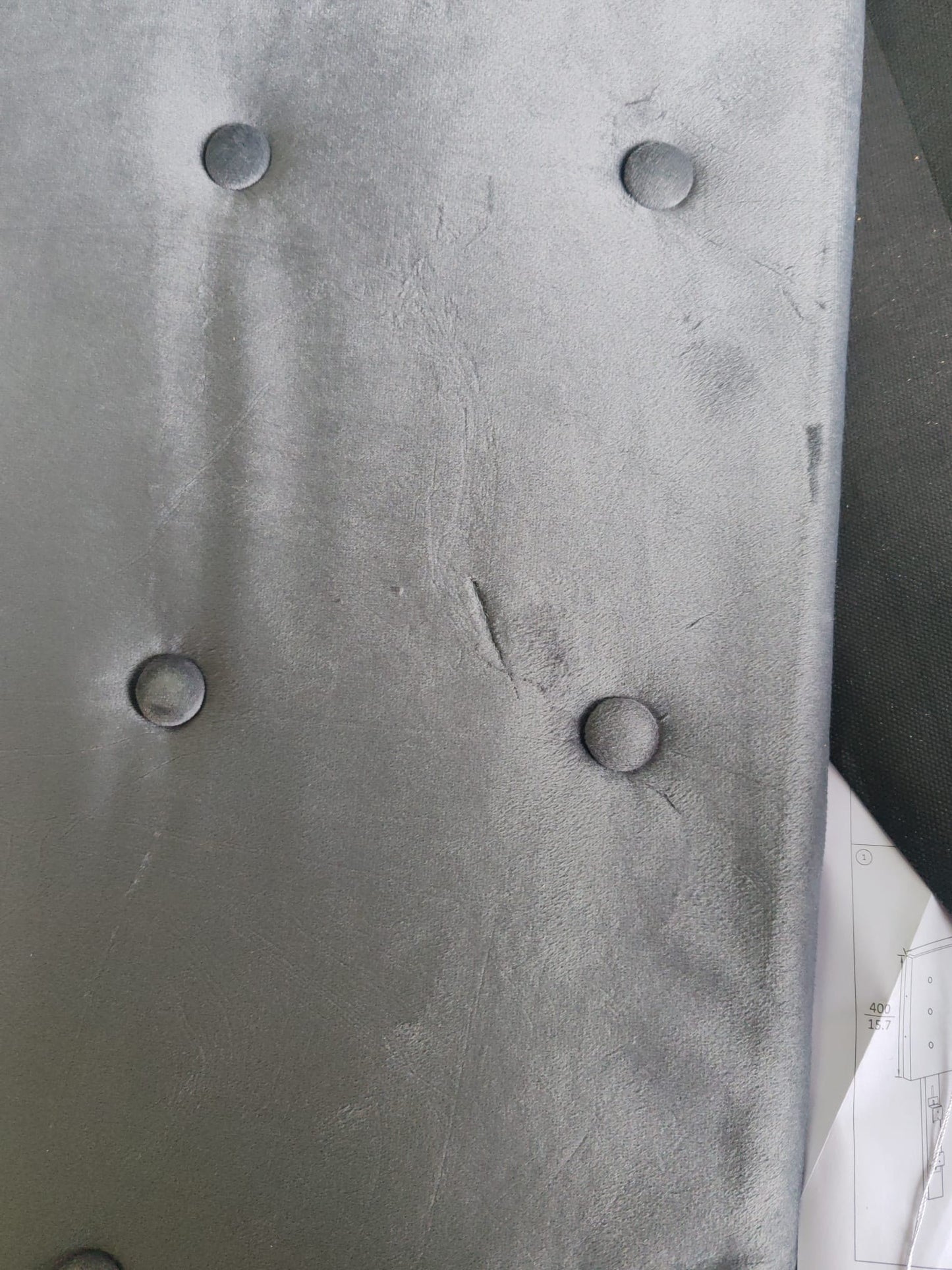 Tăblie de pat, gri închis, 100x5x78/88 cm, catifea