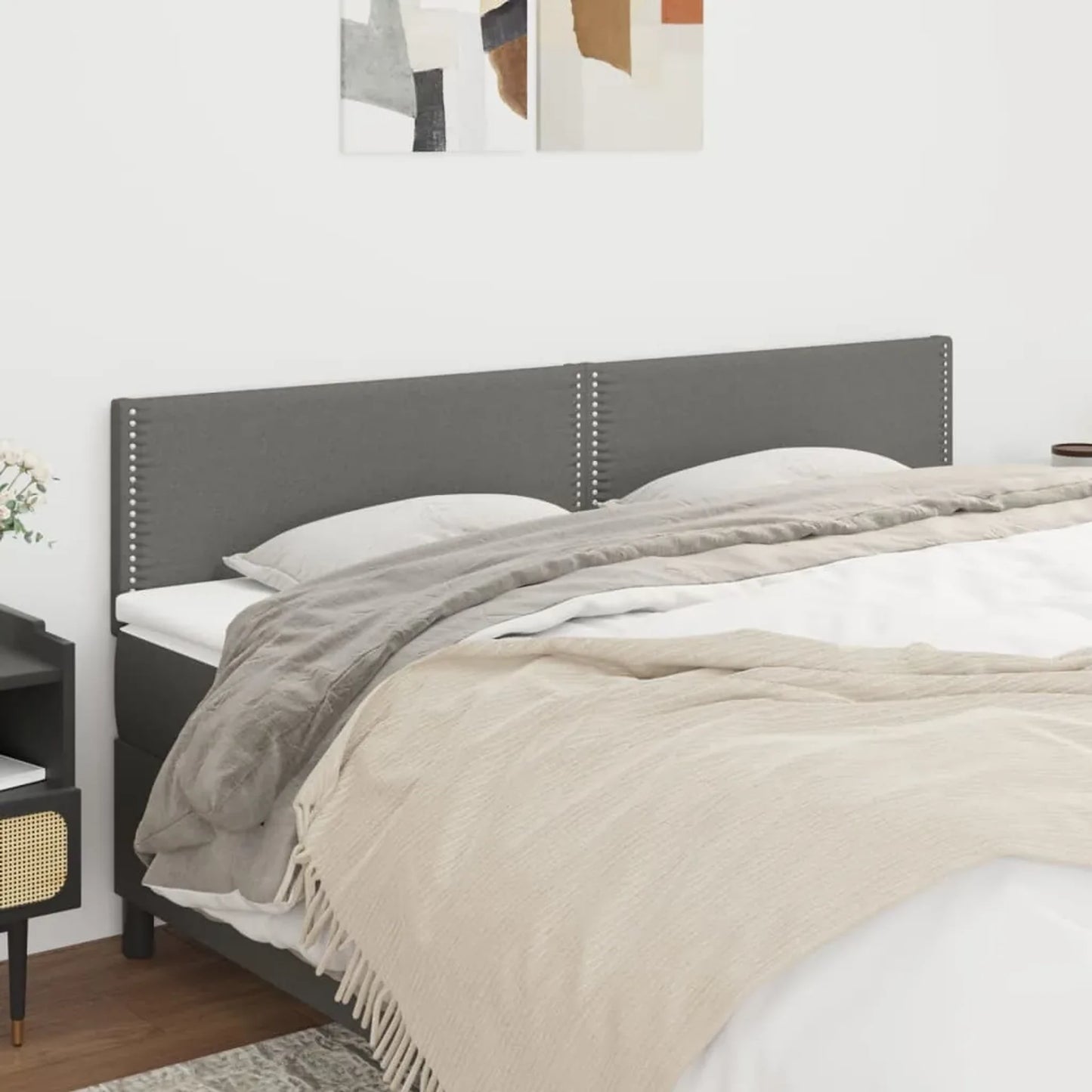 Tăblii de pat, 2 buc., gri închis, 80x5x78/88 cm, material textil