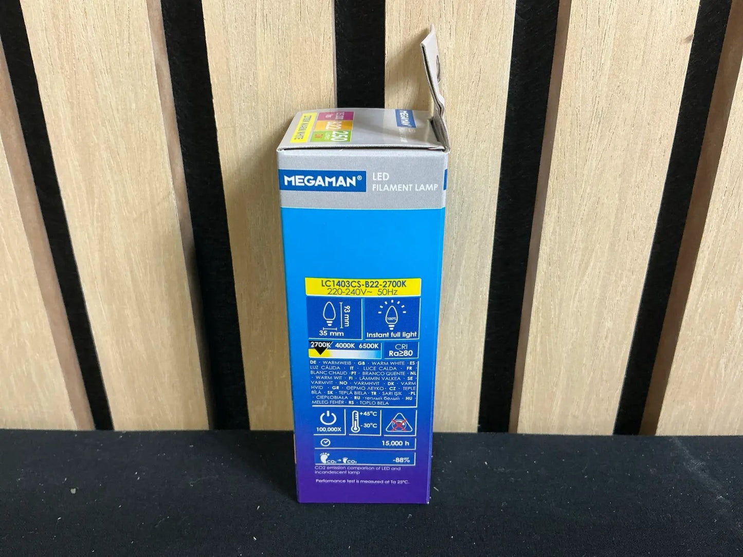 Bec LED tip filament Megaman B22, 3W, 2700K – Lumină caldă, 250 lumeni