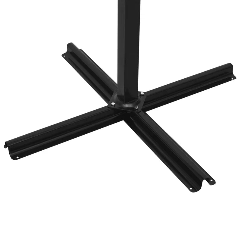 Umbrelă de soare suspendată cu stâlp de lemn, 350 cm, alb