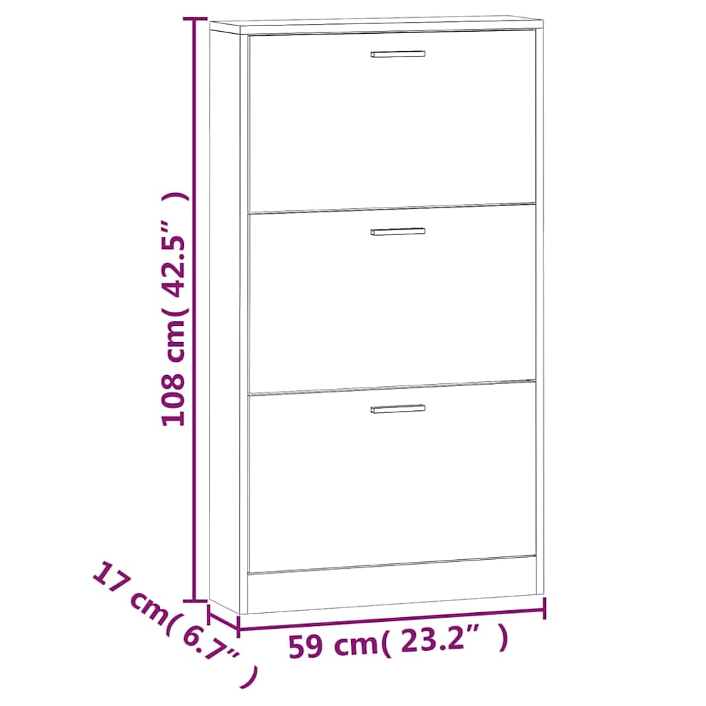 Pantofar, stejar, 59x17x108 cm, lemn prelucrat