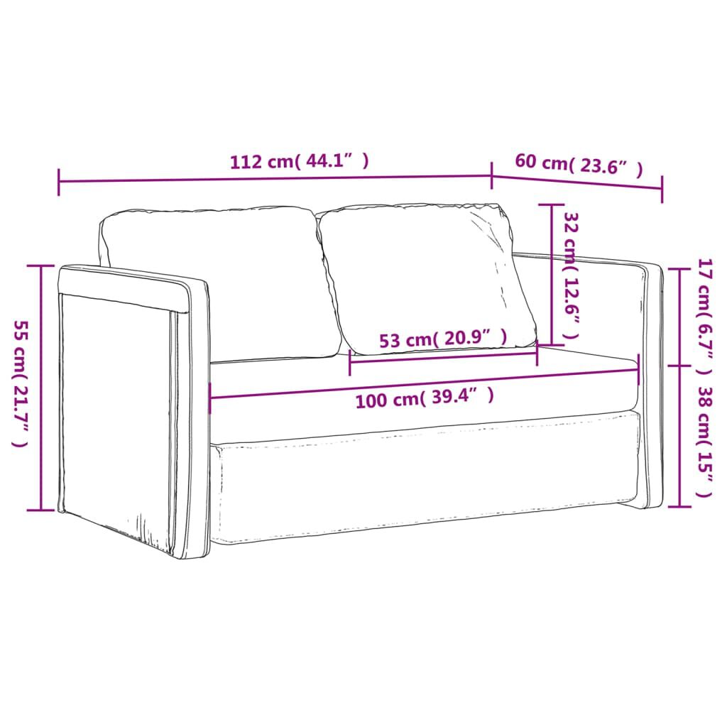 Canapea extensibilă 2 în 1, gri taupe, 112x174x55 cm, textil