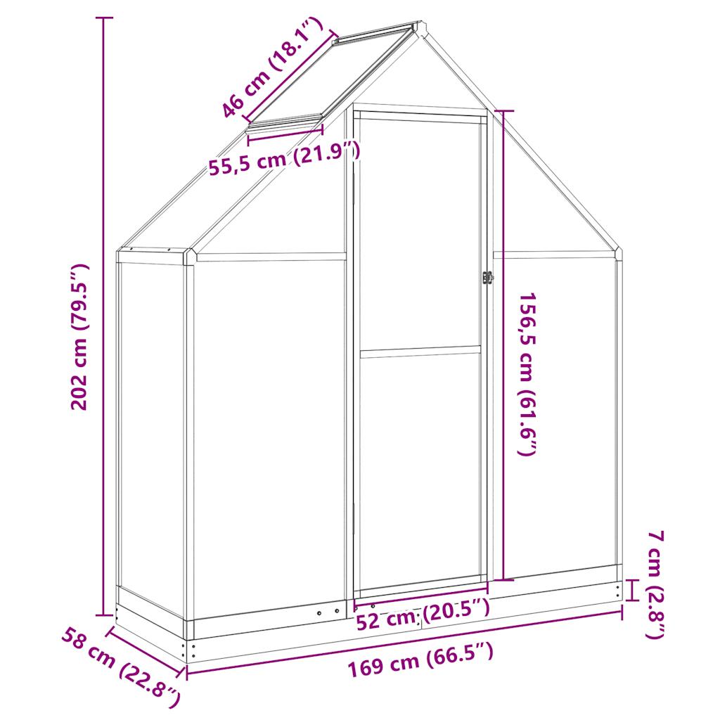 Sere cu cadru de bază, antracit, 169x58x202 cm, aluminiu