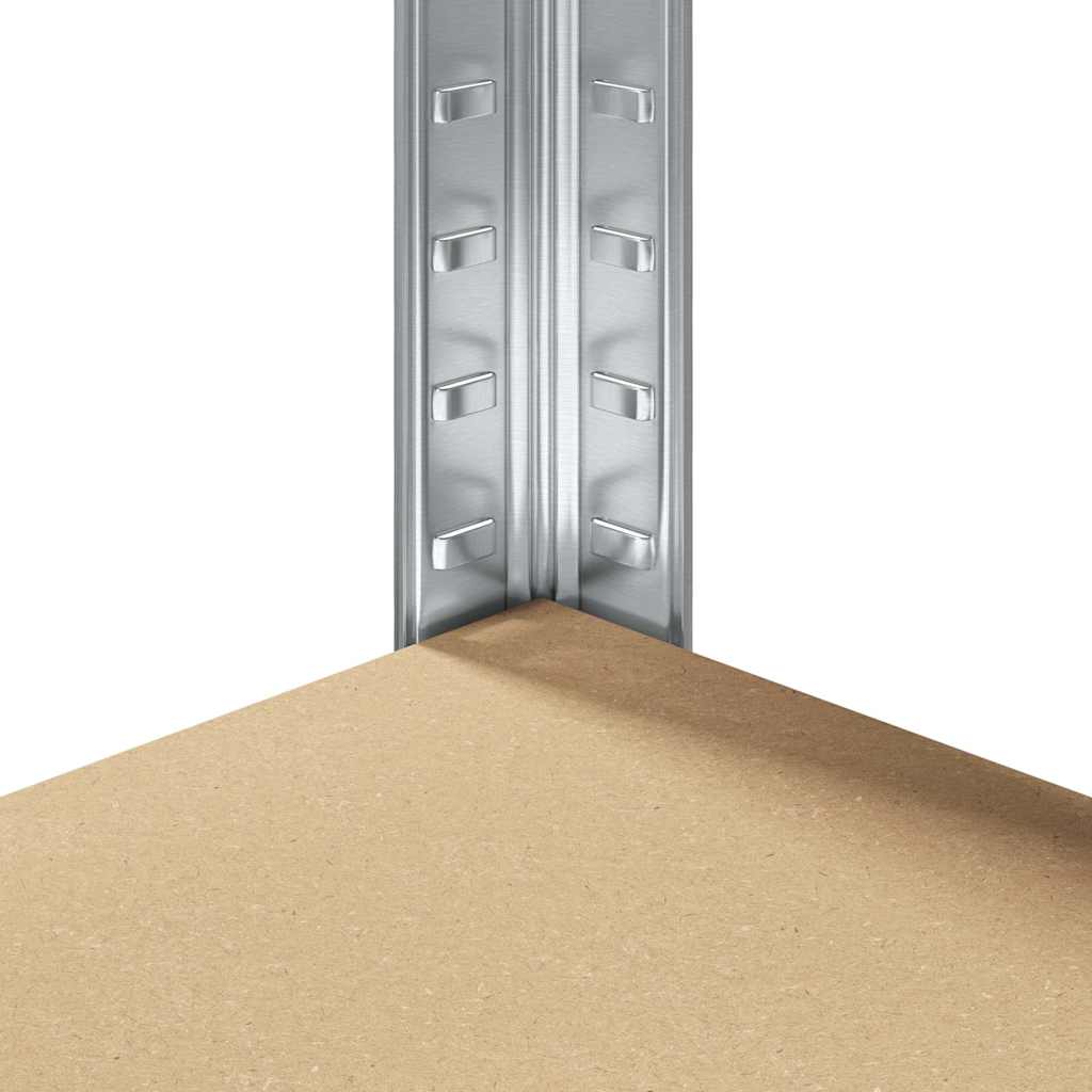 Raft de colț cu 5 straturi, oțel argintiu și lemn stratificat