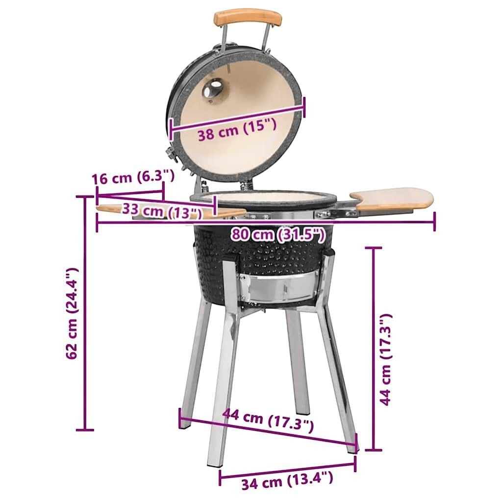 Grătar Kamado cu afumătoare din ceramică 81 cm