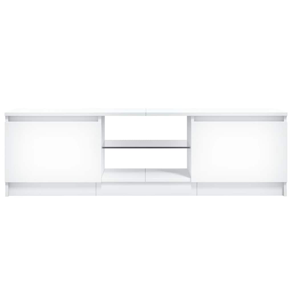 Comodă TV cu lumini LED, alb extralucios, 120x30x36 cm
