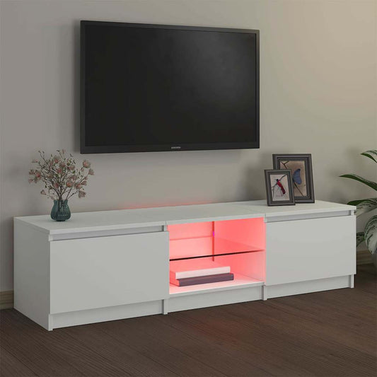 Comodă TV cu lumini LED, alb, 140x40x35,5 cm